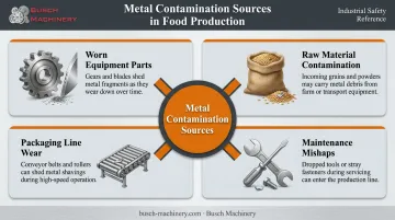 Four common pathways metal contaminants enter food production lines