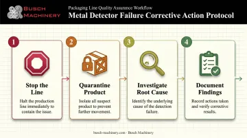 4-step corrective action process following a failed metal detector test