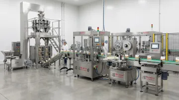 Busch Machinery packaging production line with filling capping and weighing equipment