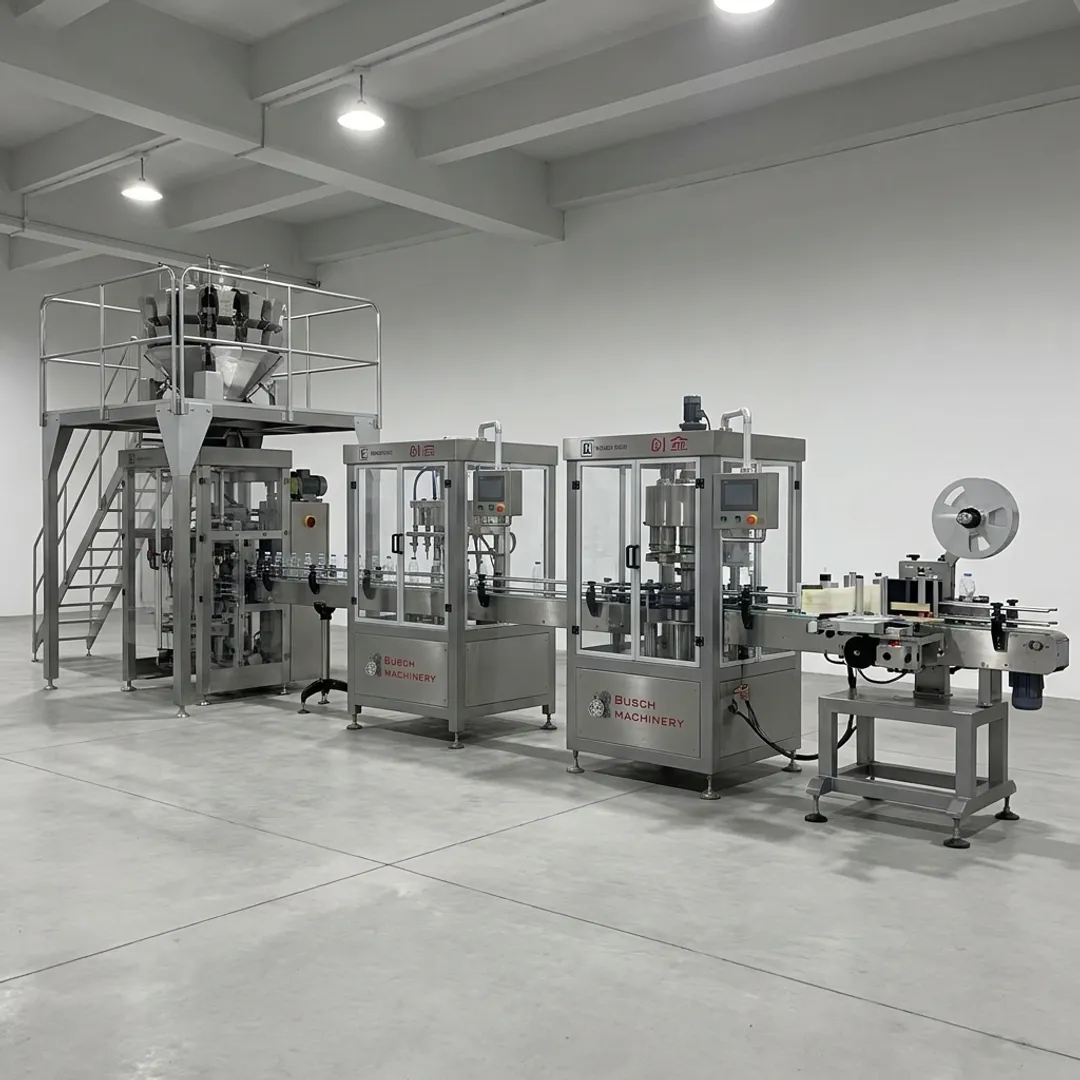 Complete packaging line equipment in operation