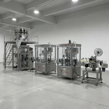 Complete packaging line equipment in operation