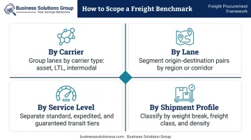 Freight rate benchmarking scope segmentation four dimension analysis framework infographic