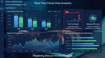 BSG Parcel Spend Intelligence platform dashboard displaying carrier spend analytics and insights