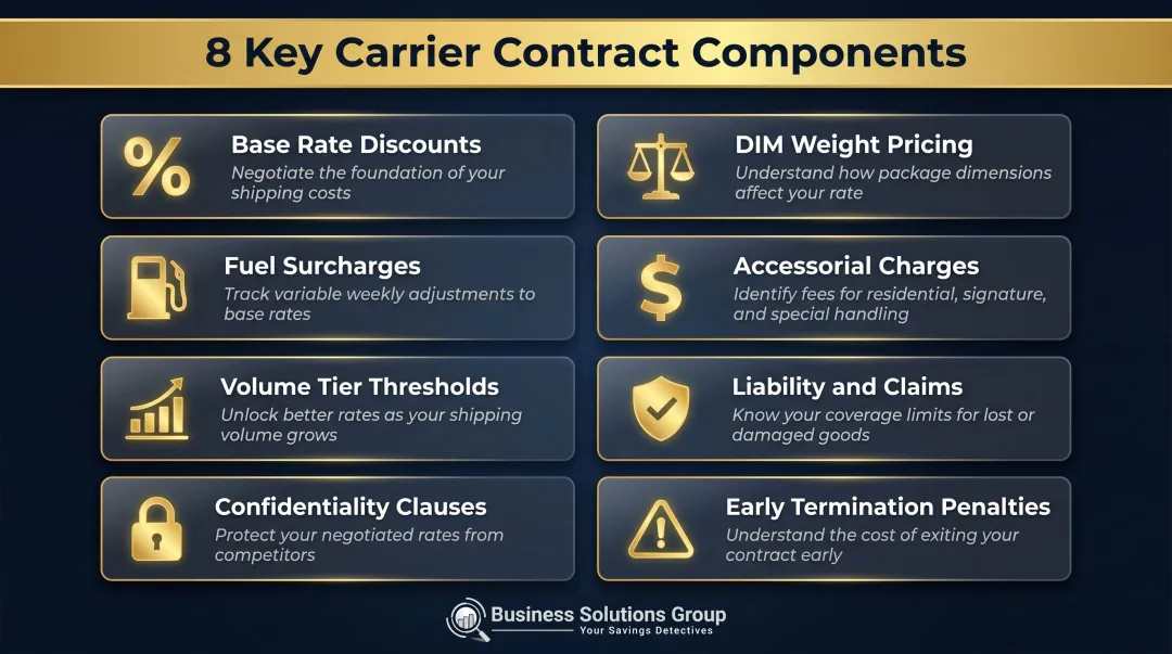 Eight key carrier contract components every shipper should negotiate infographic