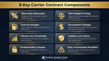 Eight key carrier contract components every shipper should negotiate infographic