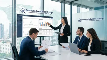 Business Solutions Group telecom advisory team reviewing carrier contracts and spend analysis
