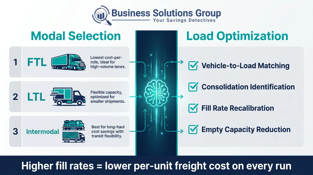 AI modal and load optimization decision levers comparison across FTL LTL and intermodal freight