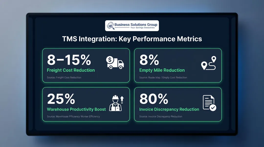 TMS integration business impact statistics freight cost savings and productivity gains