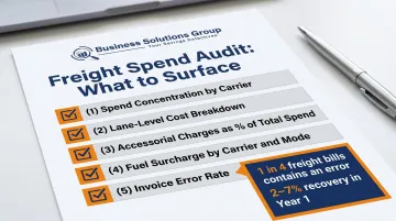 Freight spend audit checklist showing five key cost breakdown categories