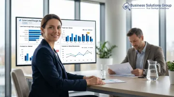 Procurement manager reviewing lane-level freight benchmark data in contract negotiation meeting