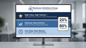 ABC inventory segmentation tier comparison chart with planning approach by item value