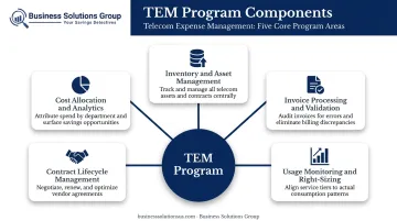 Five core TEM program components interconnected framework diagram