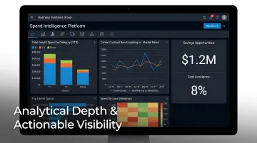 Business Solutions Group spend intelligence software dashboard analyzing freight cost categories