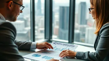 Freight consultant reviewing carrier contract data and shipping spend benchmarks with client