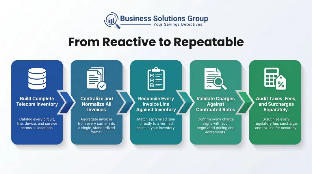 5-step telecom billing error detection framework from inventory to tax audit