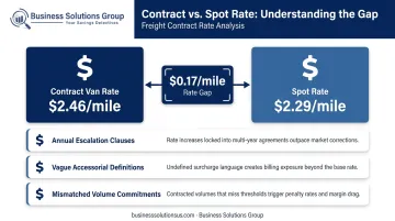 Carrier contract rate versus spot market rate gap comparison infographic