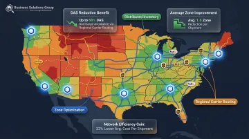 Multi-carrier fulfillment network strategy reducing delivery area surcharge zone exposure