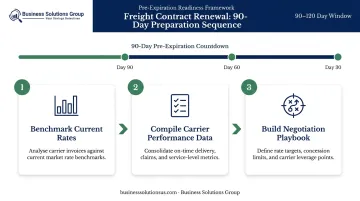 Three-step freight contract renewal preparation process 90-day window timeline