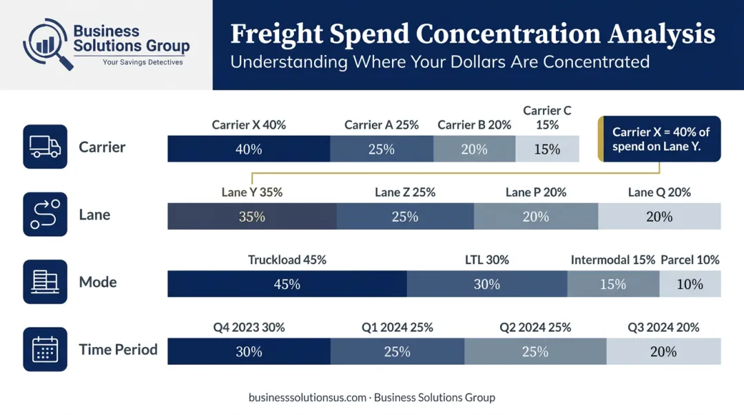 freight spend breakdown by carrier lane mode and volume concentration chart