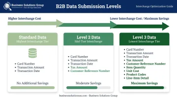 Level 2 and Level 3 B2B transaction data fields interchange cost reduction breakdown
