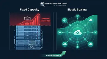 Elastic cloud infrastructure scaling dynamically to handle seasonal shipping volume spikes