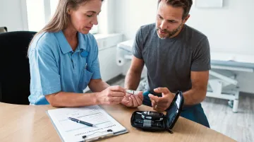 Diabetes screening program clinical setting showing patient assessment and early detection workflow