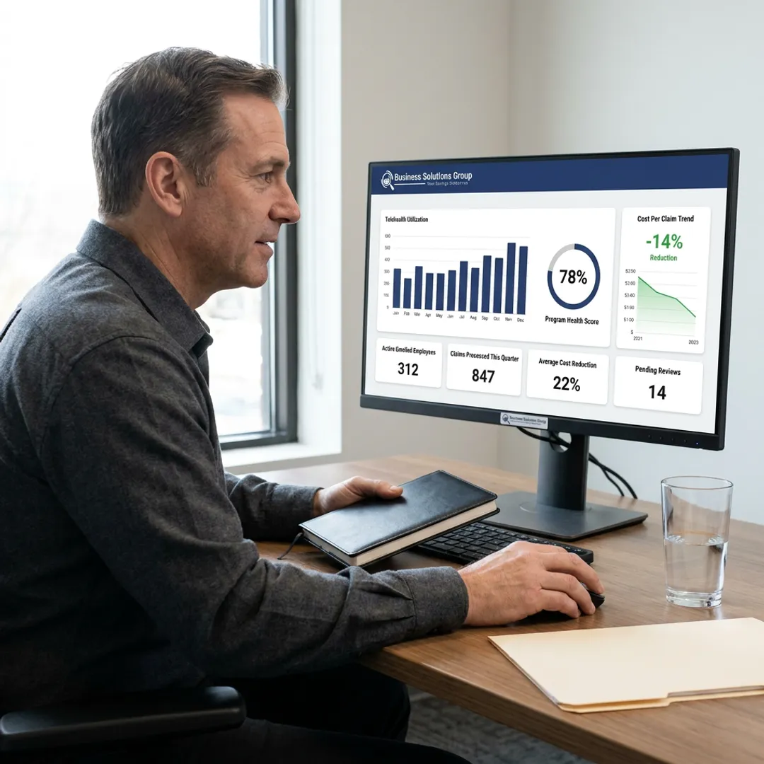Employer reviewing telehealth program analytics