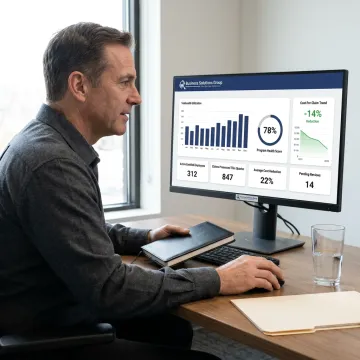 Employer reviewing telehealth program analytics