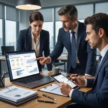 Aerospace supply chain consulting team reviewing logistics data