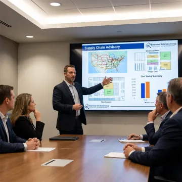 Logistics consultant presenting supply chain strategy