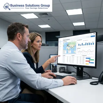 Team using freight management software