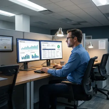 Analyst reviewing transportation cost data