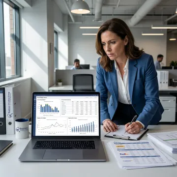 Consultant reviewing parcel margin and shipping cost reports