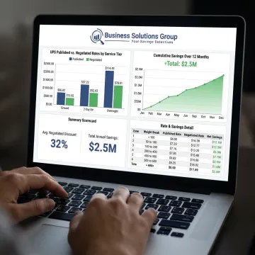 Dashboard showing UPS rate comparison analytics