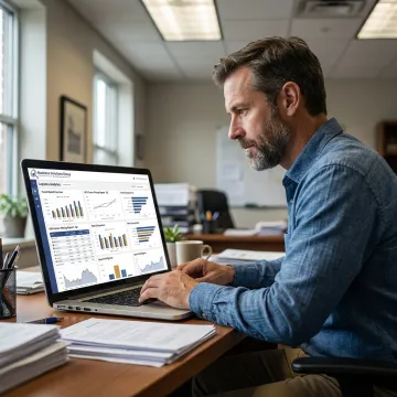 Consultant reviewing parcel pricing data