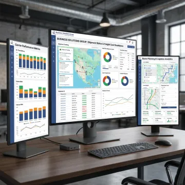 Freight management software dashboard with shipment analytics