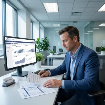 Consultant analyzing freight pricing data