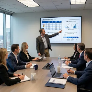 Consultant presenting transportation savings strategy