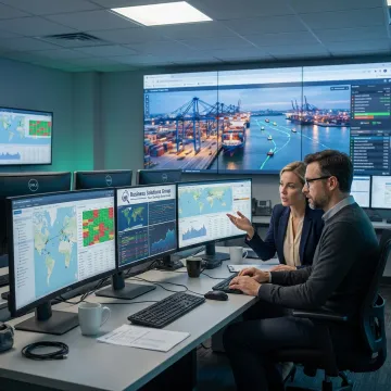 Ocean freight management software dashboard and container logistics