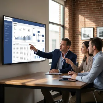 Consultant analyzing warehouse management system performance