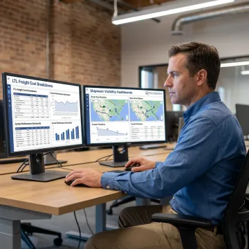 Freight analyst reviewing LTL shipping data