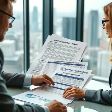 Consultant reviewing contract terms with service provider