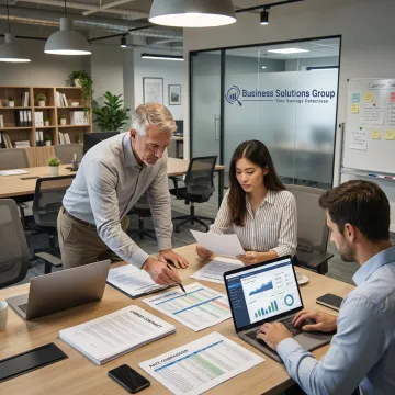 Freight consulting team reviewing shipping data