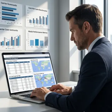 Consultant analyzing international freight operations