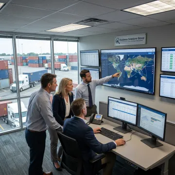 Global freight management team coordinating shipments