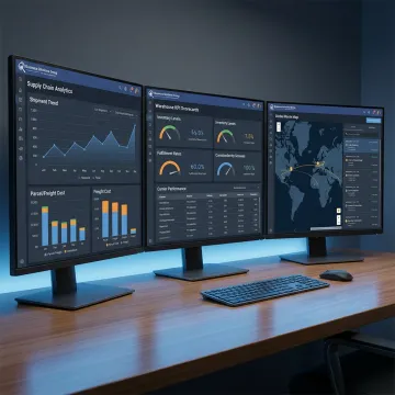 Custom logistics analytics dashboard on multiple screens