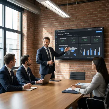 Consultant presenting supply chain analytics strategy