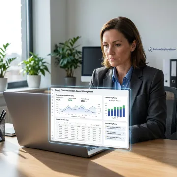 Analyst reviewing transportation spend analytics