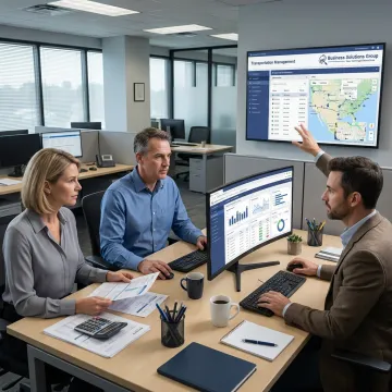 Logistics team reviewing shipment and supply chain data