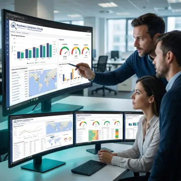 Team reviewing shipping analytics reports